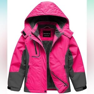 NWT!! Girl's Waterproof Ski Jacket Winter Snow Windproof Snowboarding Pink Gray